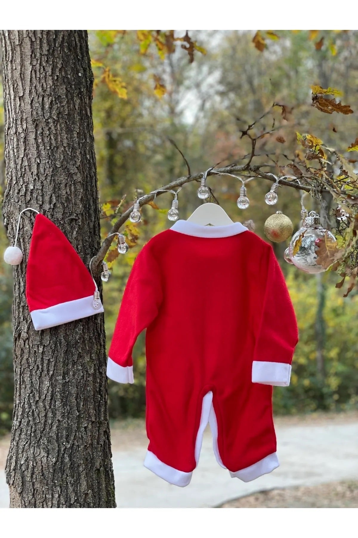 Yılbaşı Temalı Şapkalı Bebek Noel Baba Kostümü