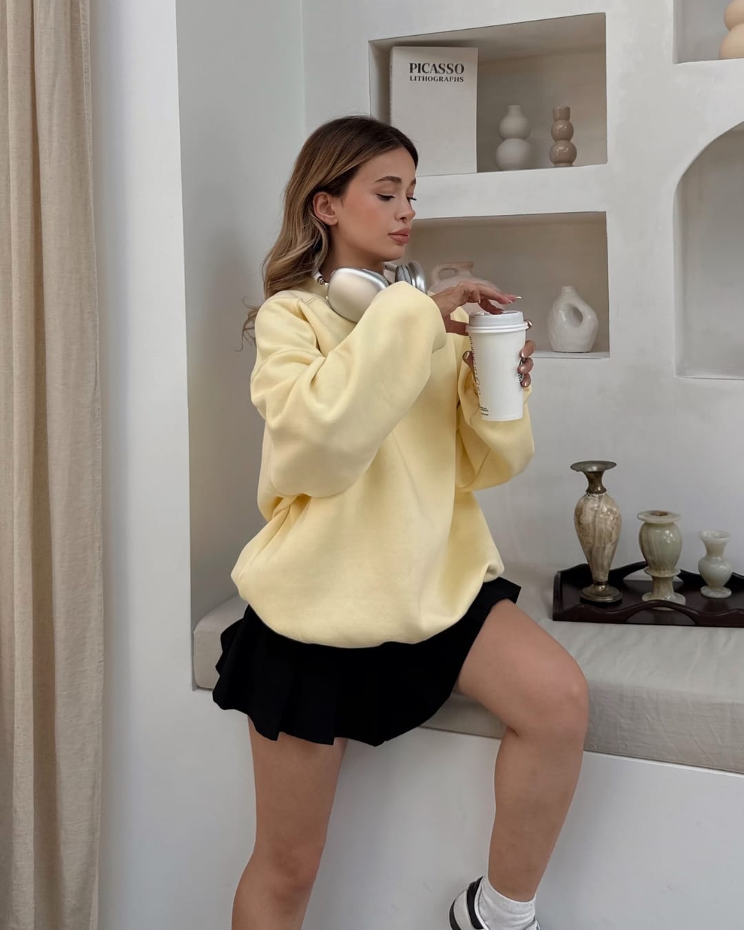 Sarı Basic Oversize Sweatshirt