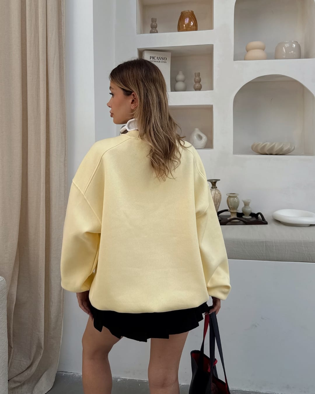 Sarı Basic Oversize Sweatshirt