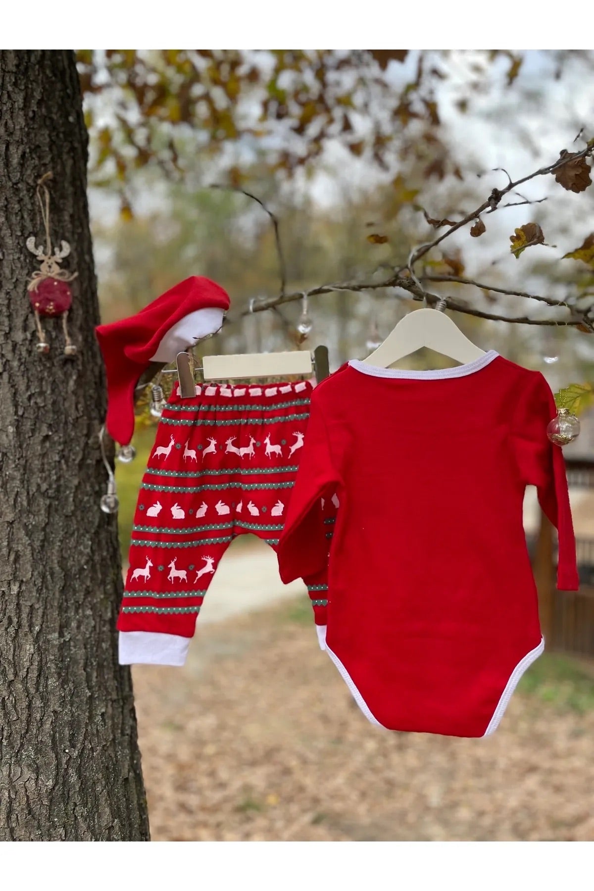 Yılbaşı Temalı Merry Christmas Desenli 3'lü Bebek Takım