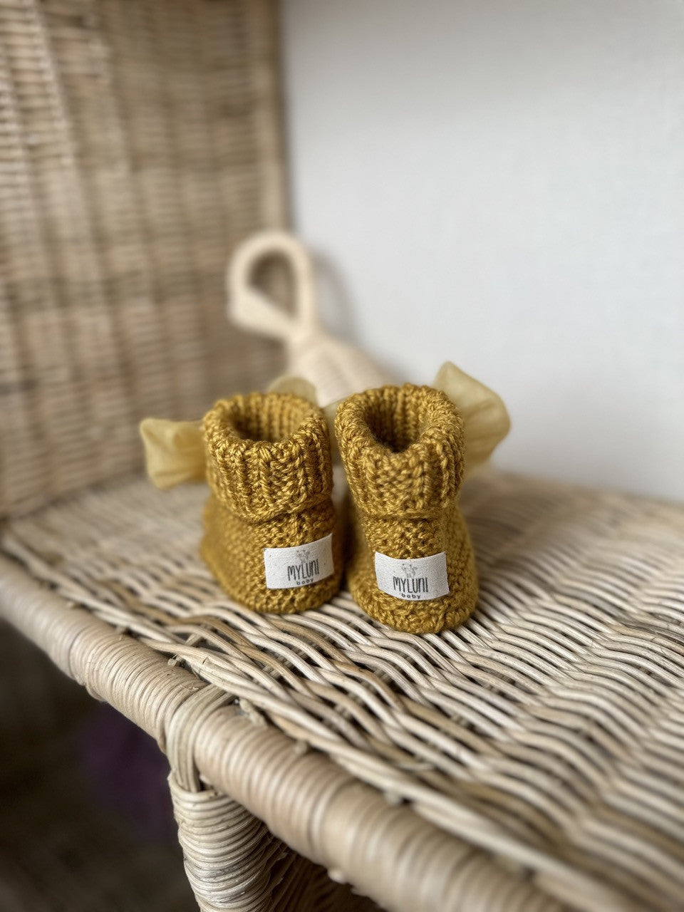 Handmade Tül Fiyonk Detaylı Yeşil Kız Bebek Patik