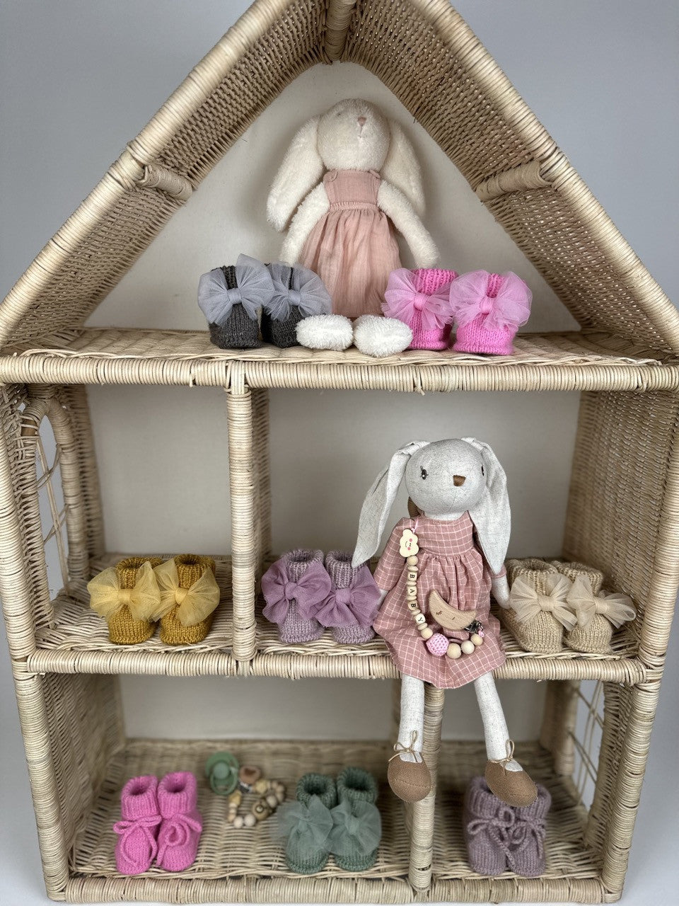 Handmade Tül Fiyonk Detaylı Yeşil Kız Bebek Patik