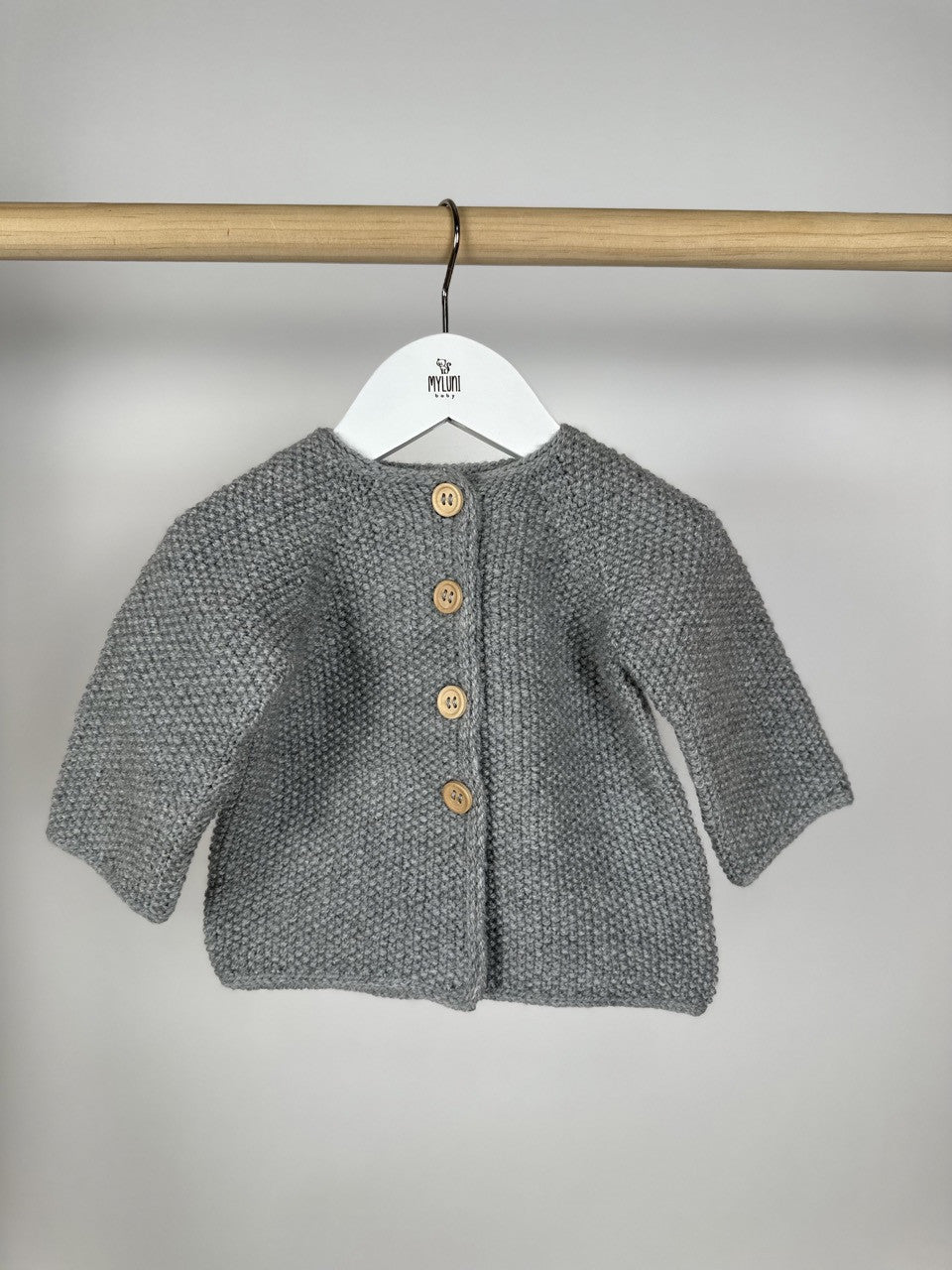 Antrasit Handmade Önden Düğmeli Bebek Ceketi