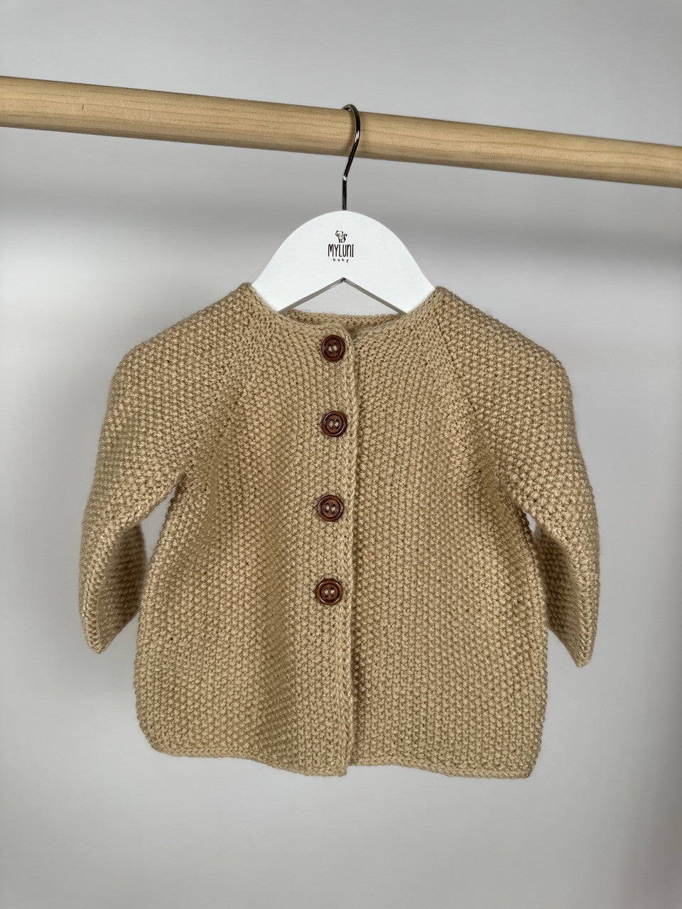 Bej Handmade Önden Düğmeli Bebek Ceketi