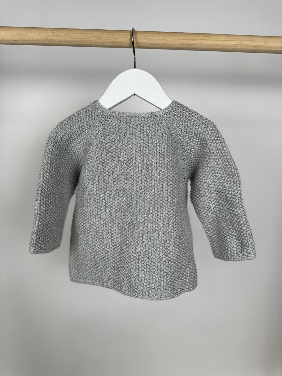 Gri Handmade Önden Düğmeli Bebek Ceketi