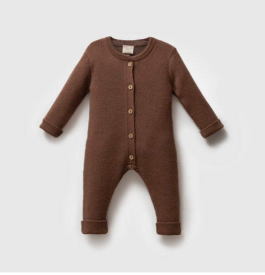 Kahverengi Triko Unisex Bebek Tulum