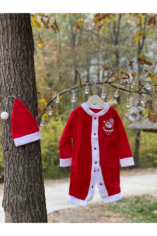 Yılbaşı Temalı Şapkalı Bebek Noel Baba Kostümü
