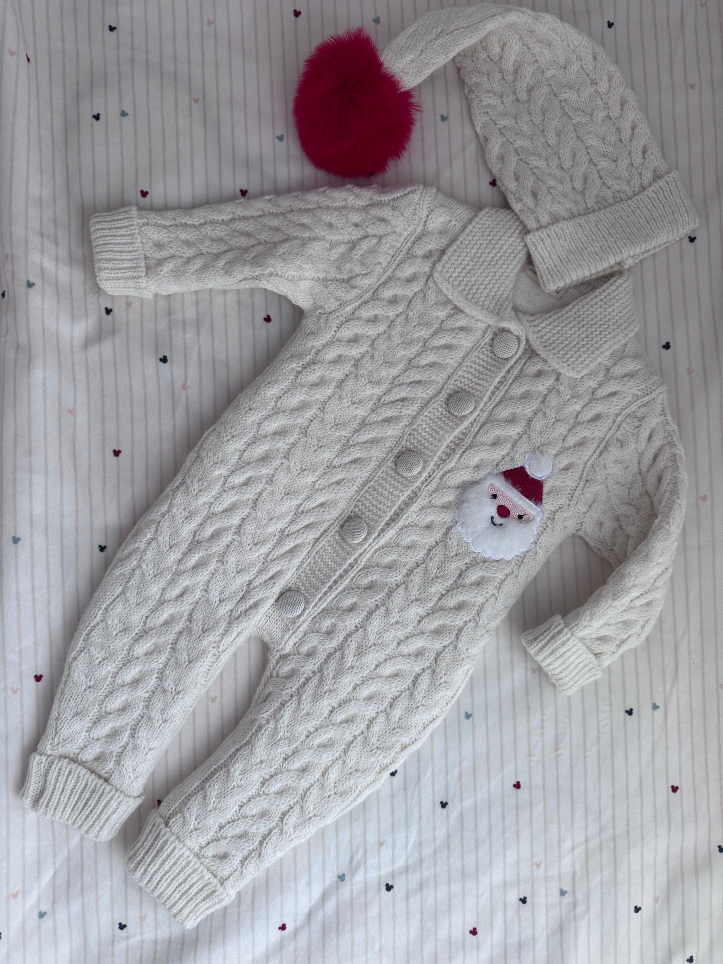 Noel Babalı Unisex Triko Bebek Tulum
