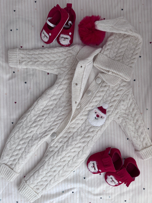 Noel Babalı Unisex Triko Bebek Tulum