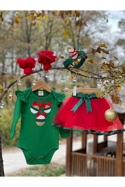 Yılbaşı Temalı Tütü Etekli Bandanalı Kız Bebek Takım