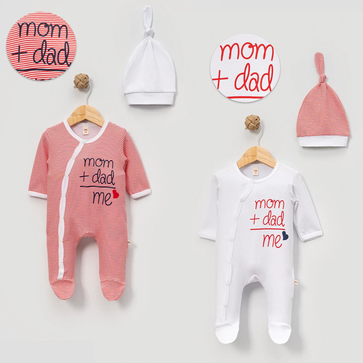 Mom Dad Baskılı 2li Bebek Tulumu