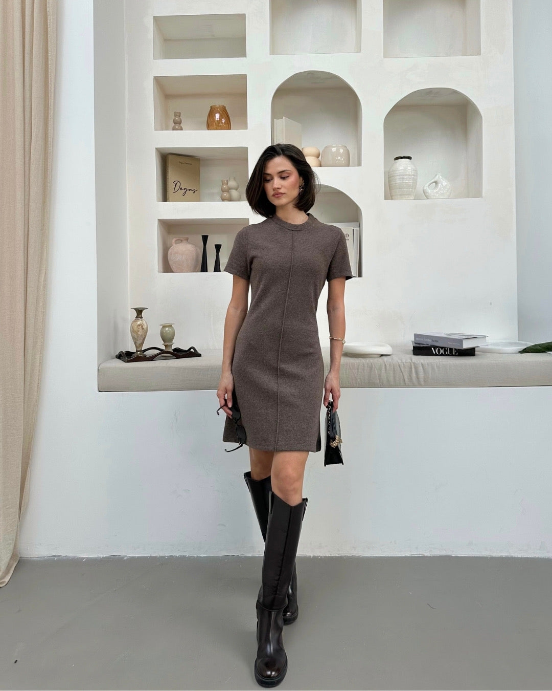 Kahverengi Selanik Elbise