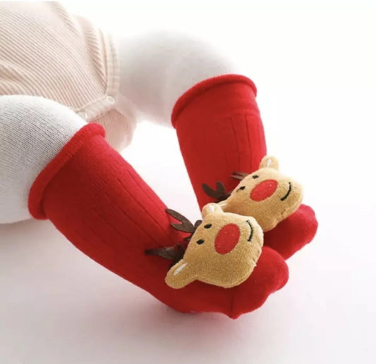 Peluş 3d Ren Geyiği Karakterli, Eğlenceli Bebek Çorabı