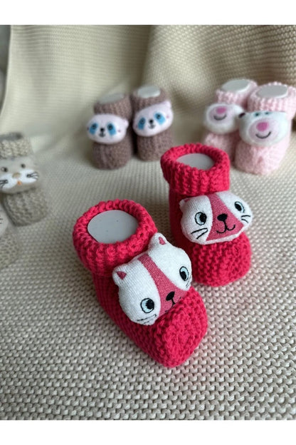 Peluş 3d Oyuncaklı, Figürlü Triko Bebek Çorabı