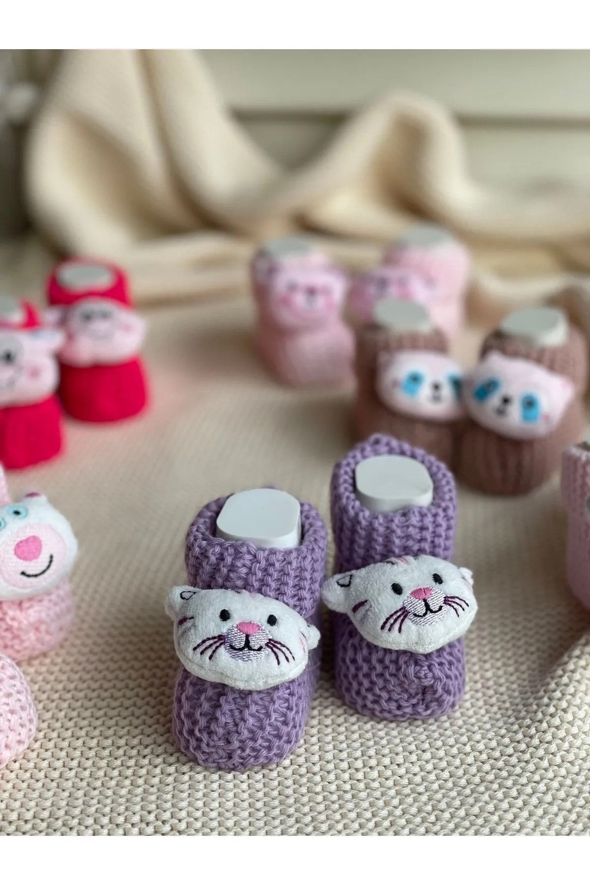 Peluş 3d Oyuncaklı, Figürlü Triko Bebek Çorabı