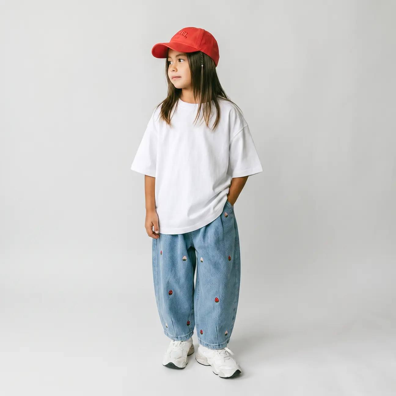 Beyaz Oversize %100 Pamuk Unisex Çocuk Tshirt