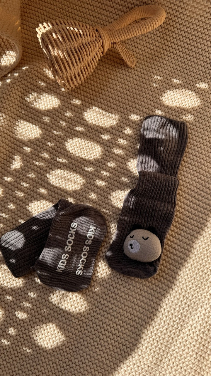 Antrasit Peluş 3d Oyuncaklı Eğlenceli Bebek Çorabı