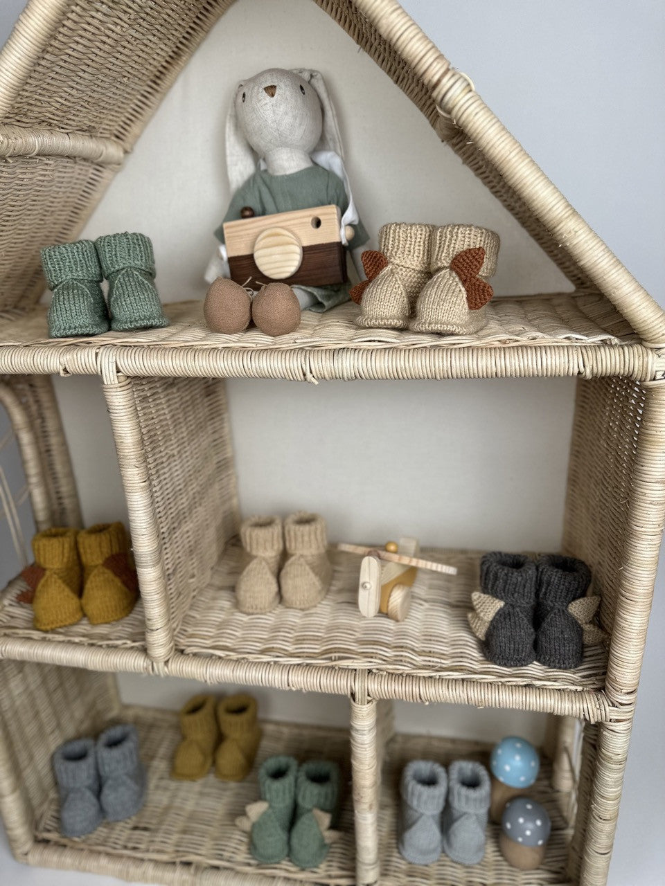 Antrasit Handmade Dinozor Figürlü Bebek Patik