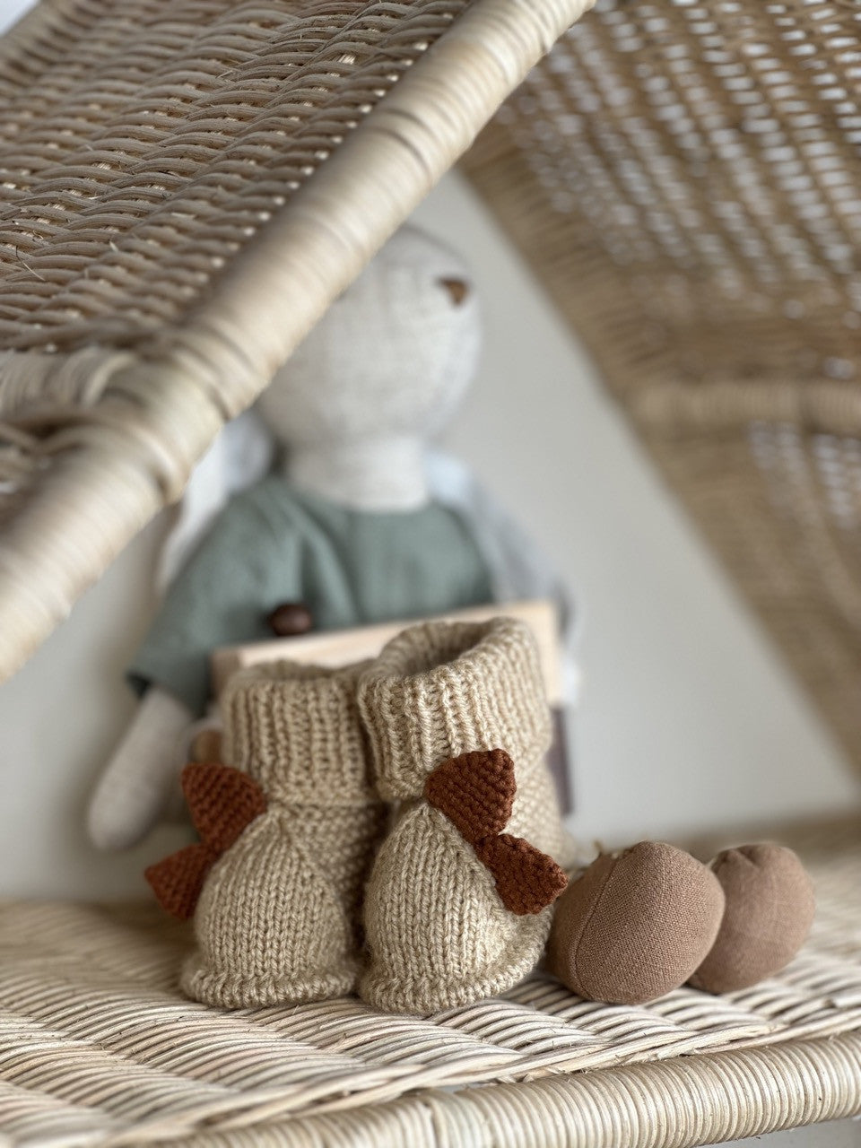 Handmade Dinazor Figürlü Bebek Patik