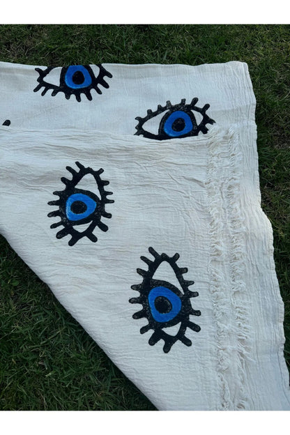 Tahta Baskı Göz Desenli Peştemal
