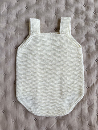 Krem Handmade Düğme Detaylı Yenidoğan Bebek Tulum