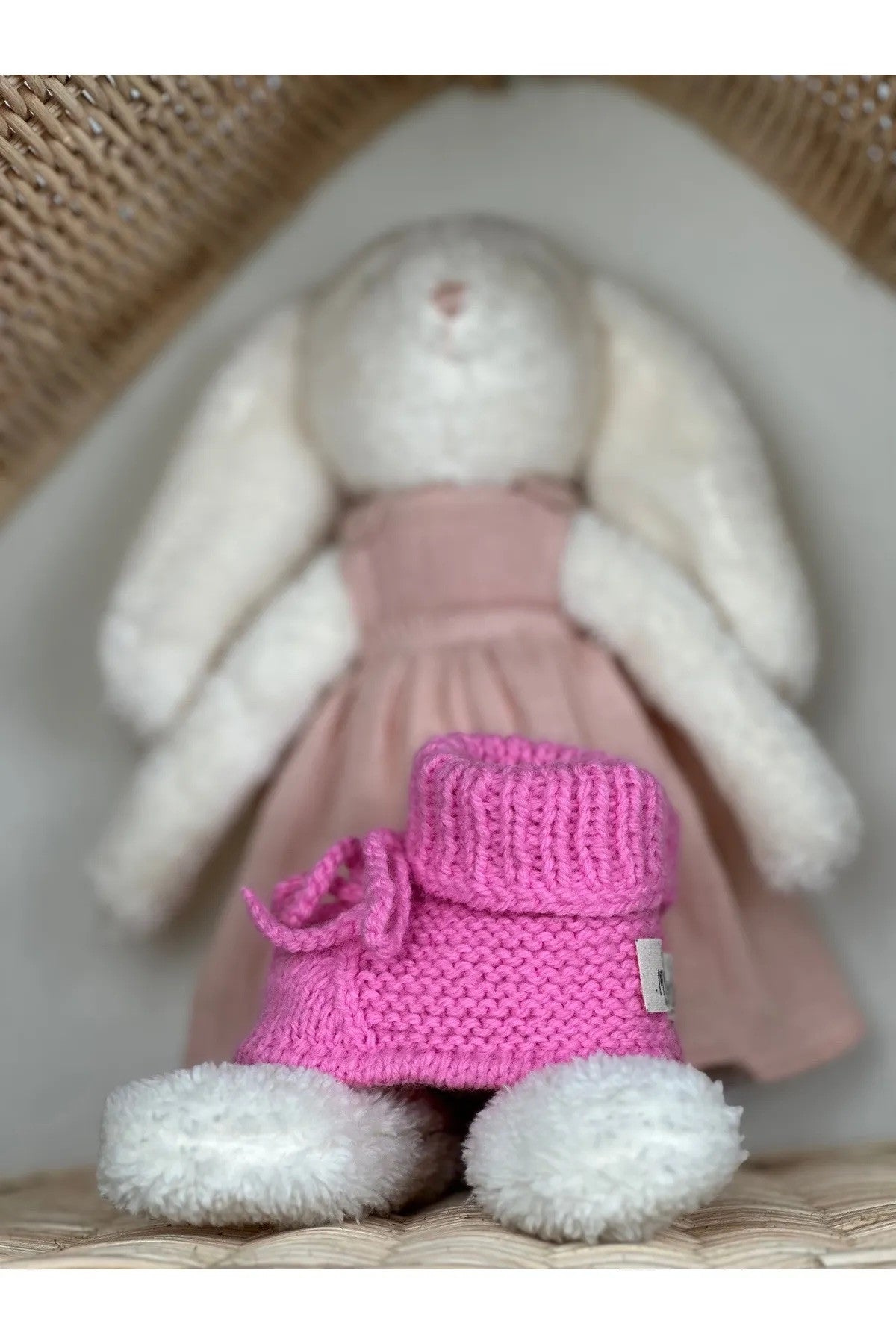 Pembe Handmade Bilekten Bağcıklı Kız Bebek Patik
