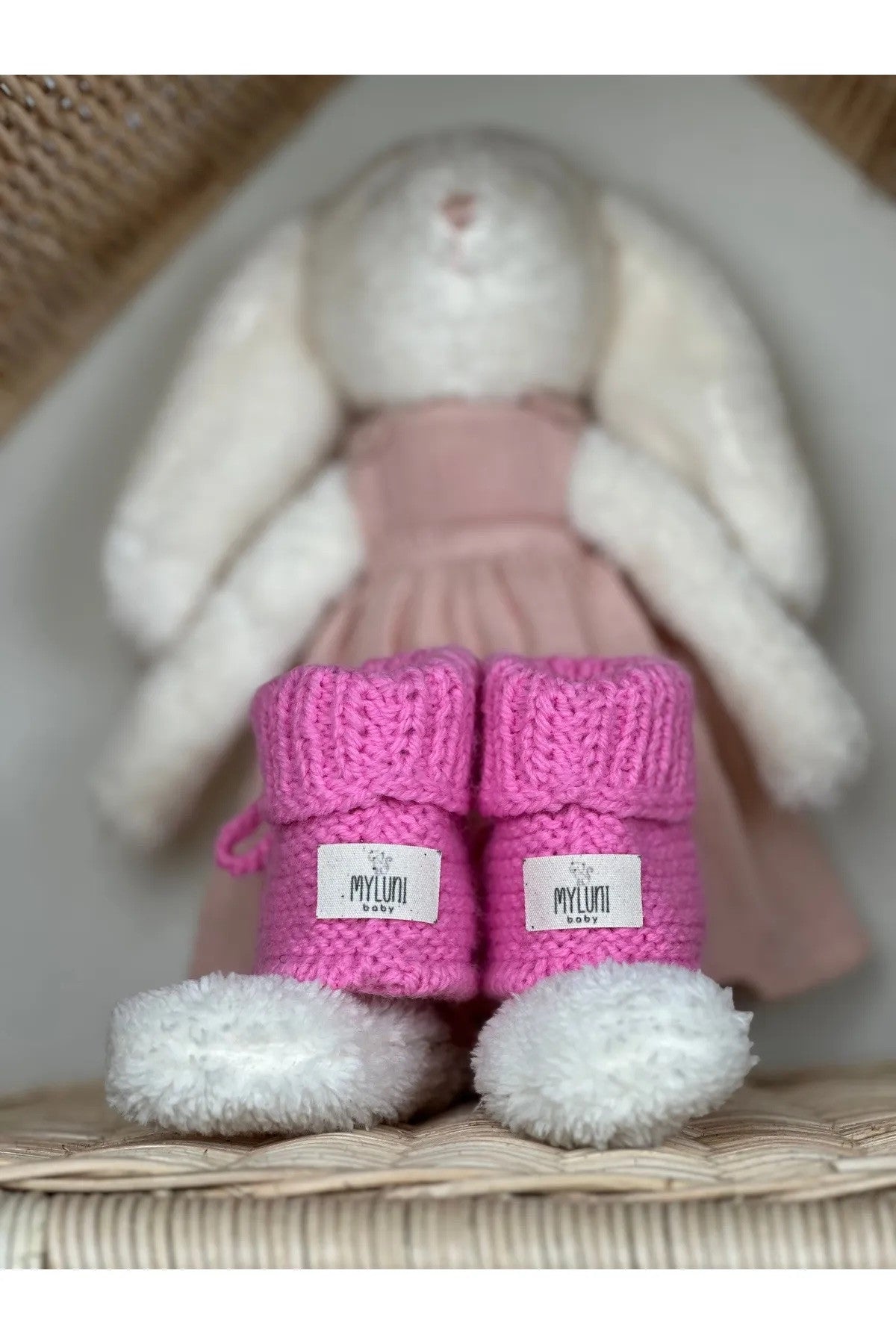 Pembe Handmade Bilekten Bağcıklı Kız Bebek Patik