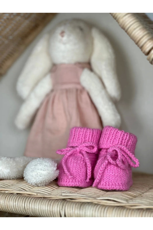 Pembe Handmade Bilekten Bağcıklı Kız Bebek Patik