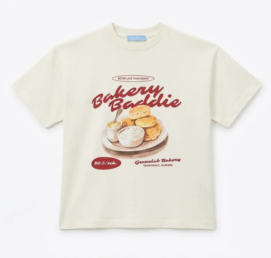 Bakery Baskılı Oversize Kız Çocuk Tshirt