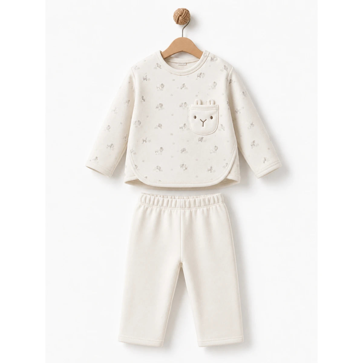 Kuzu Desenli Organik Unisex Bebek Takımı