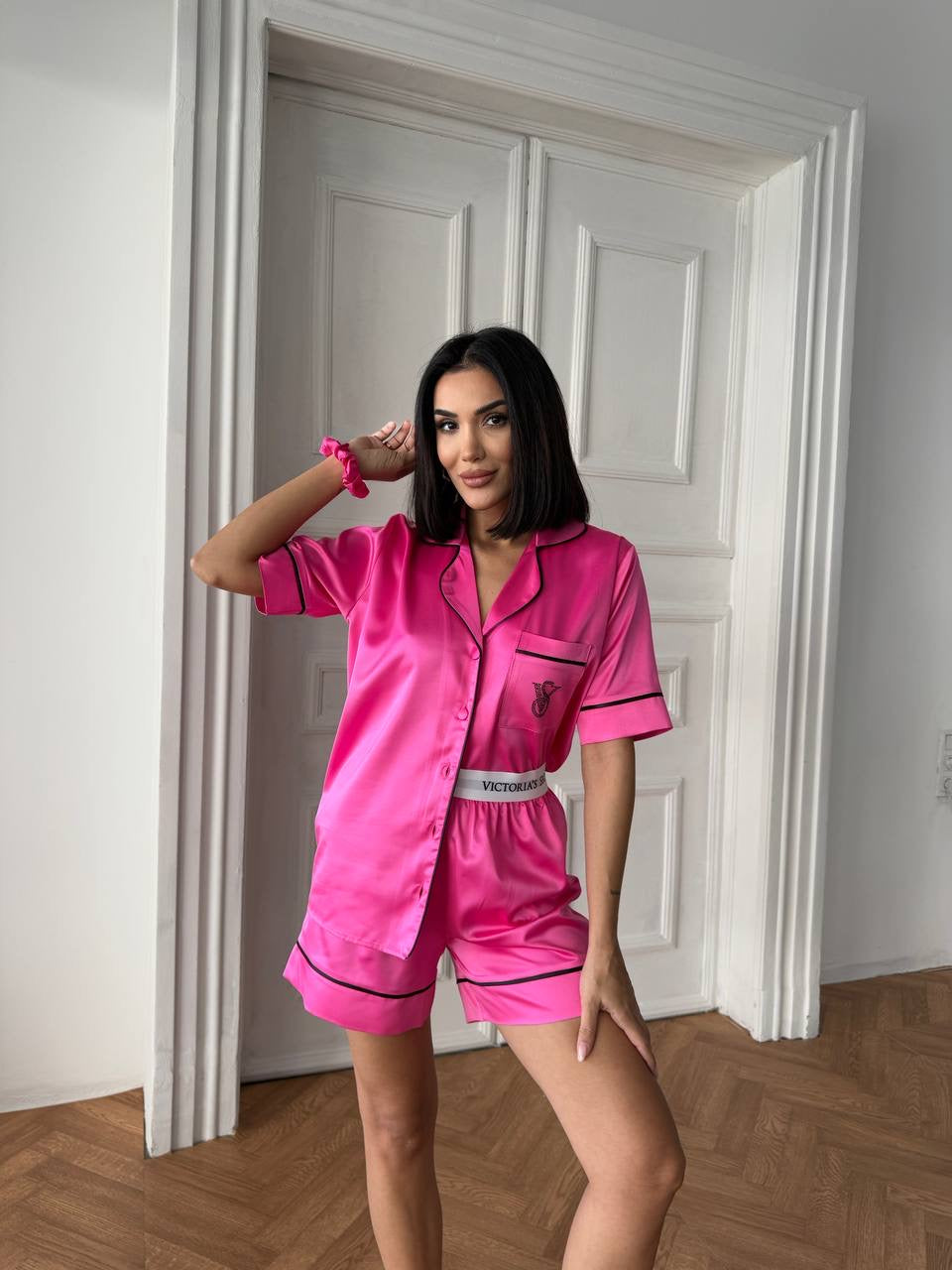 Fuşya Saten Vs Kadın Pijama Takımı