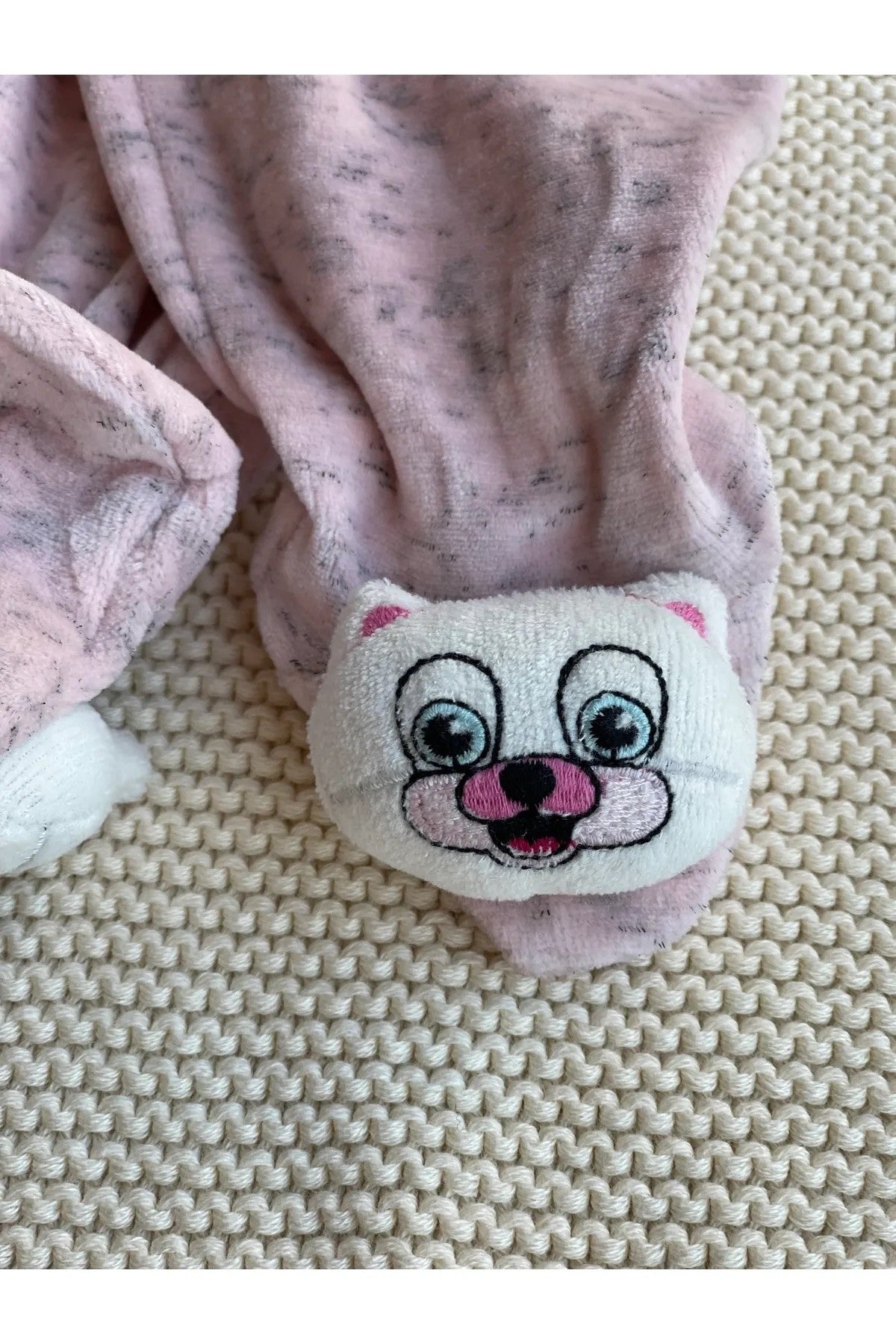 Pembe Çıngıraklı 3d Peluş Oyuncak Patikli Kadife Pantolon