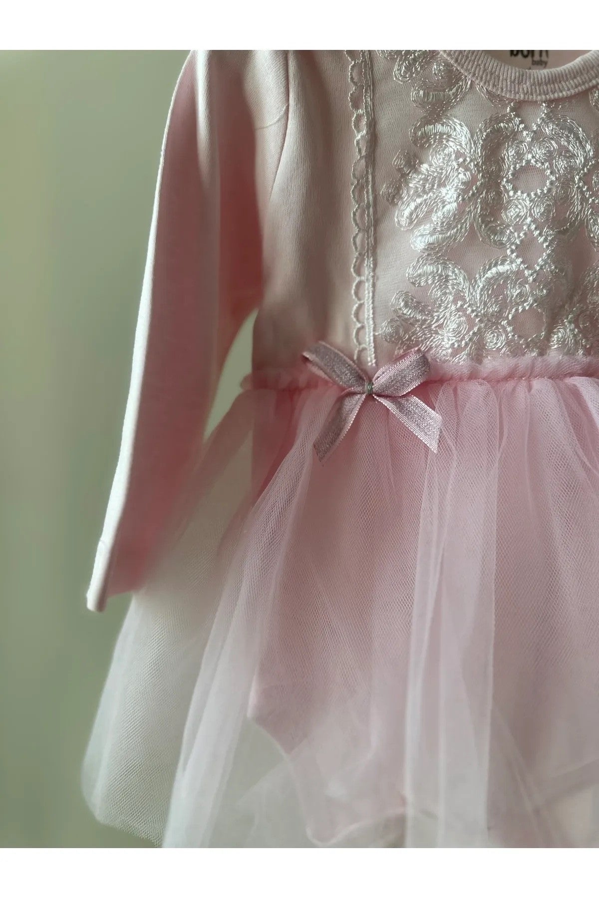 Pembe Tütü Etekli Saç Bantlı Kız Bebek Elbise Set