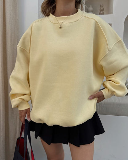 Sarı Basic Oversize Sweatshirt