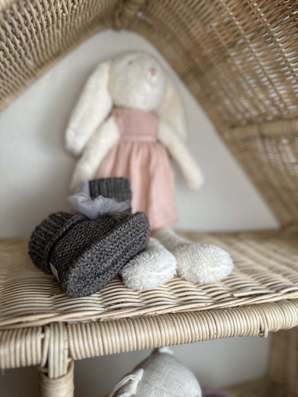 Antrasit Handmade Tül Fiyonk Detaylı Kız Bebek Patik