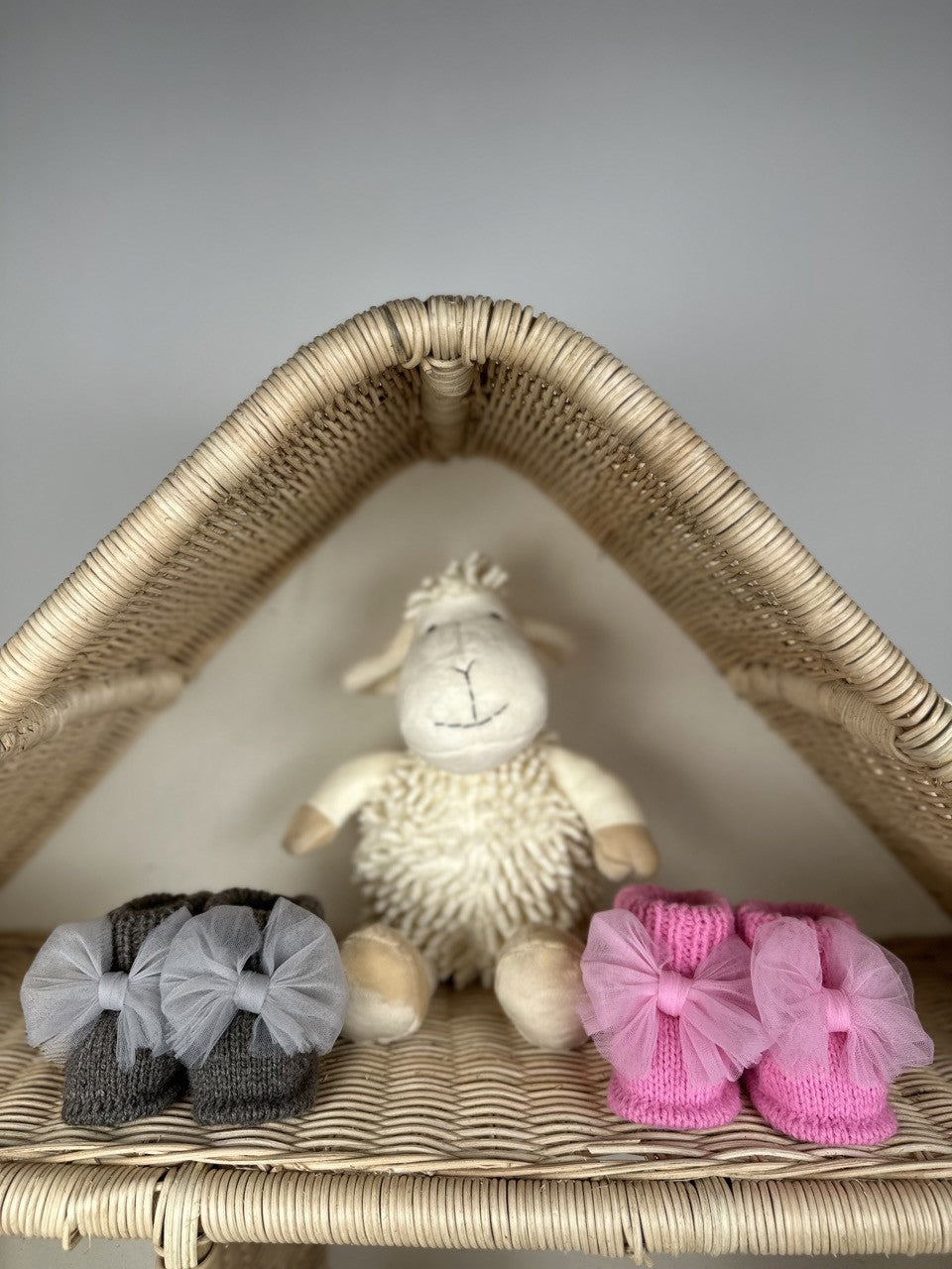 Pembe Handmade Tül Fiyonk Detaylı Kız Bebek Patik