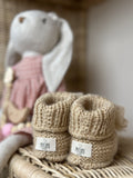 Bej Handmade Tül Fiyonk Detaylı Kız Bebek Patik