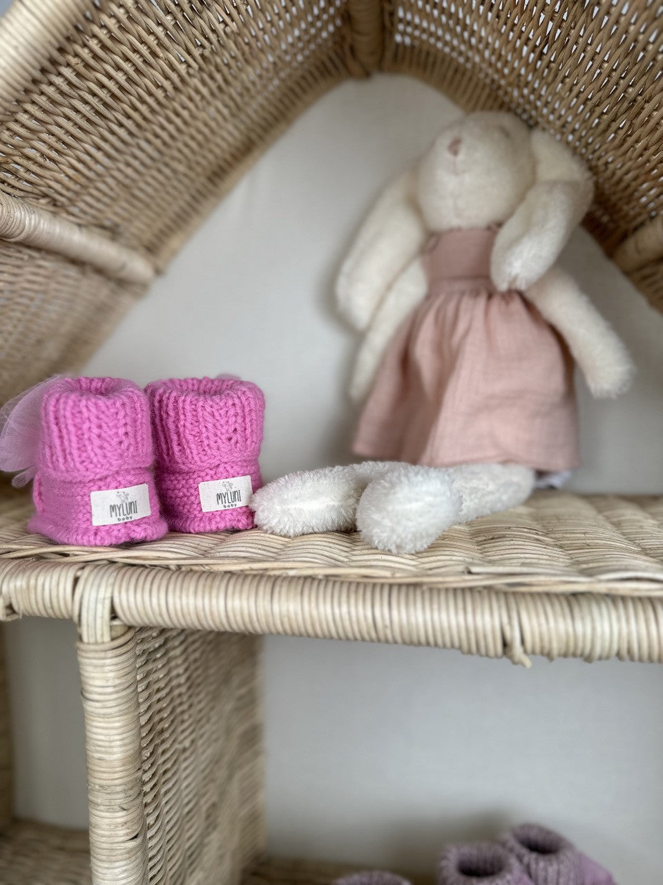 Pembe Handmade Tül Fiyonk Detaylı Kız Bebek Patik