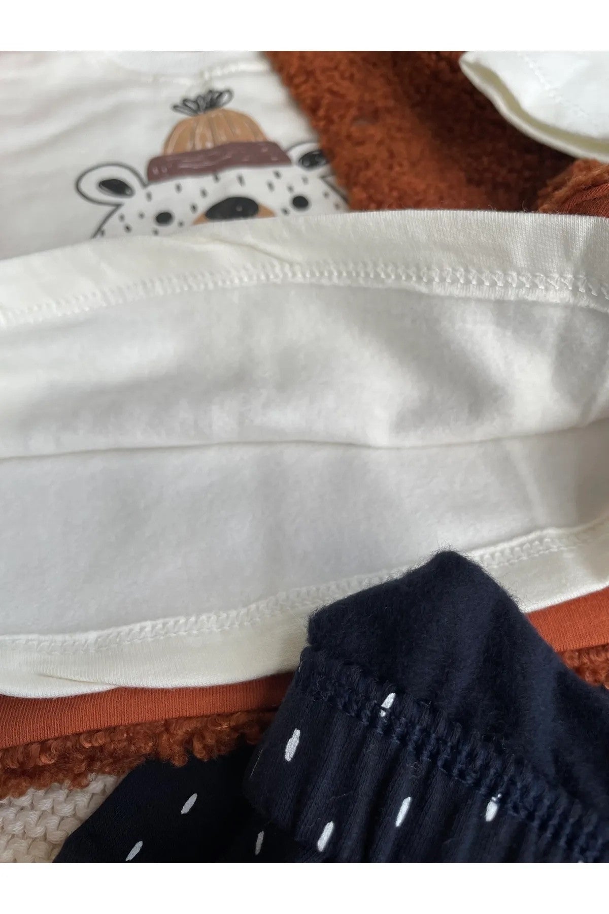 Kiremit Teddy Pelüş Yelekli 3’lü Bebek Takım