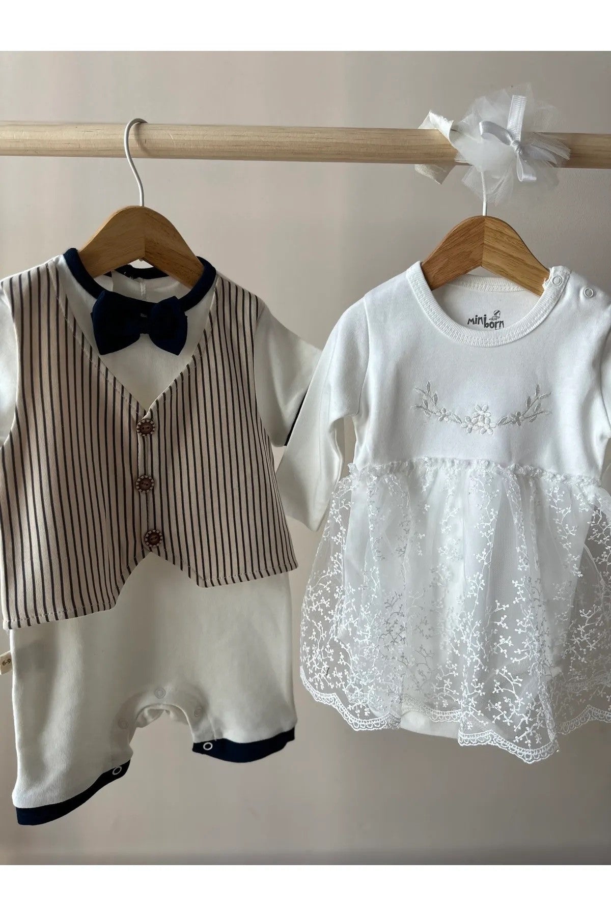 Papyon Ve Yelek Detaylı Erkek Bebek Çıtçıtlı Tulum