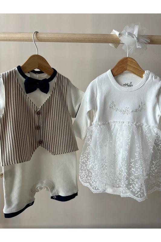 Papyon Ve Yelek Detaylı Erkek Bebek Çıtçıtlı Tulum