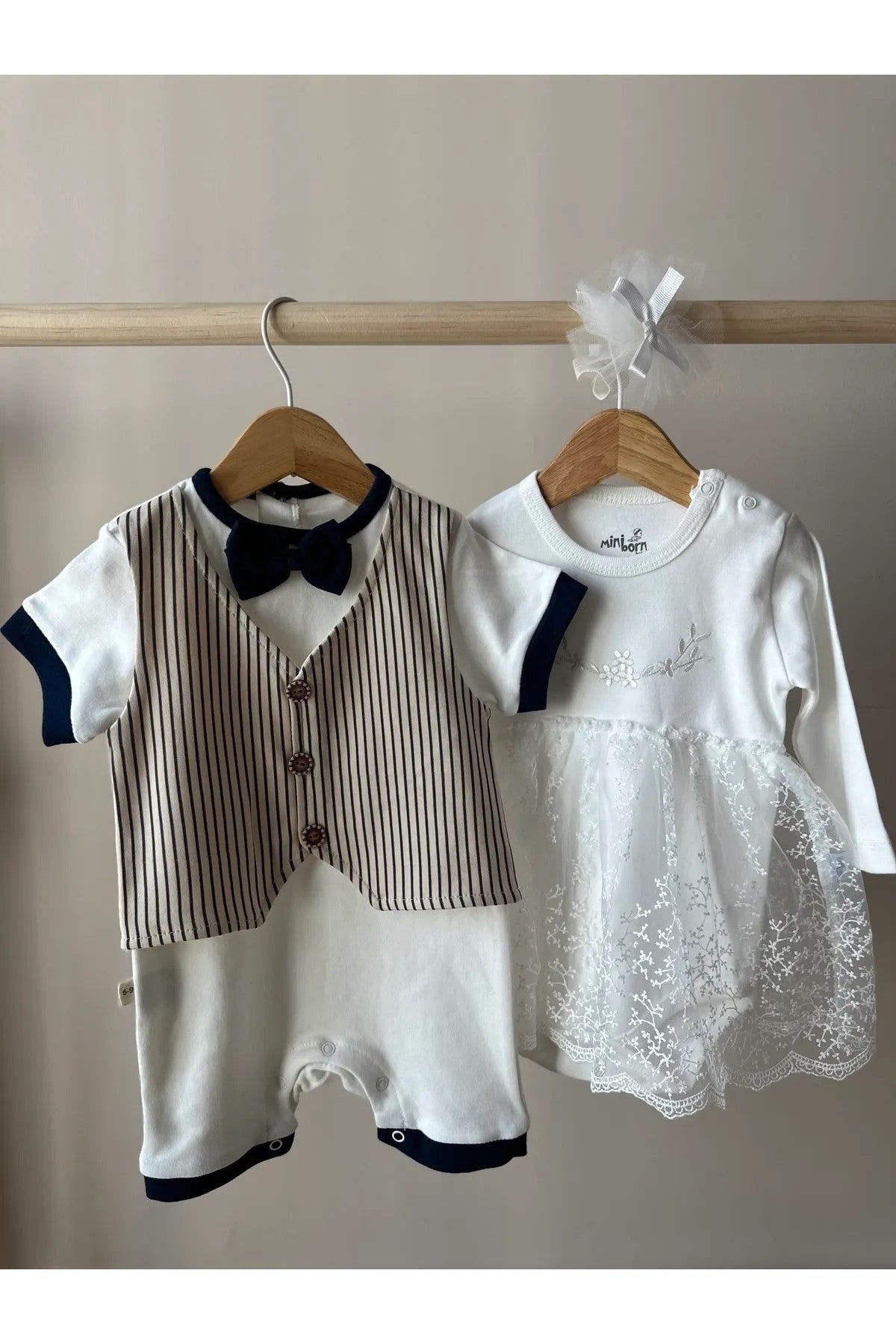 Papyon Ve Yelek Detaylı Erkek Bebek Çıtçıtlı Tulum