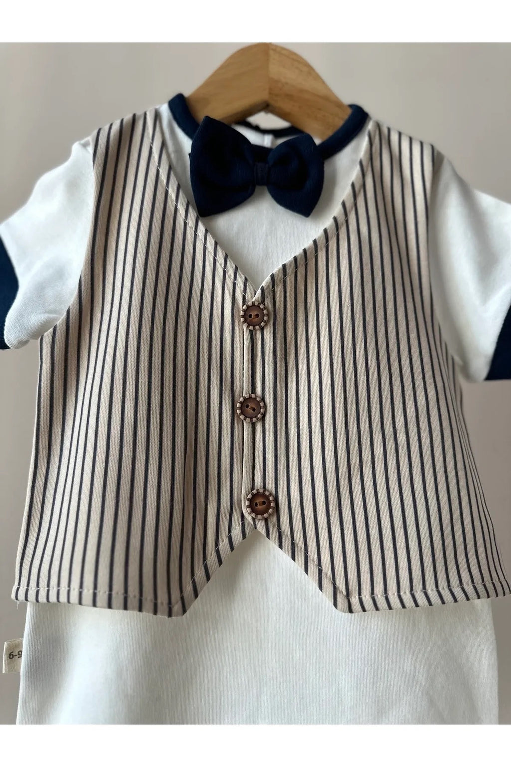 Papyon Ve Yelek Detaylı Erkek Bebek Çıtçıtlı Tulum