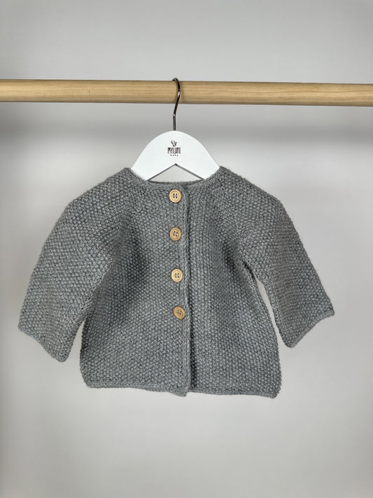Antrasit Handmade Önden Düğmeli Bebek Ceketi