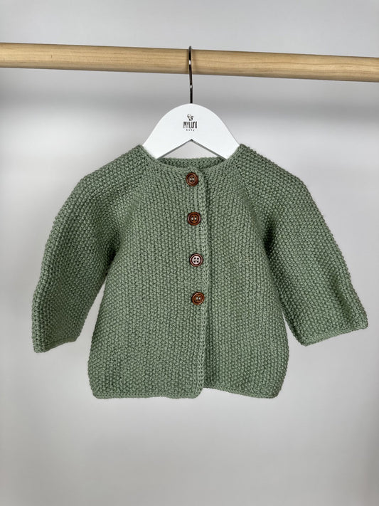 Yeşil Handmade Önden Düğmeli Bebek Ceketi