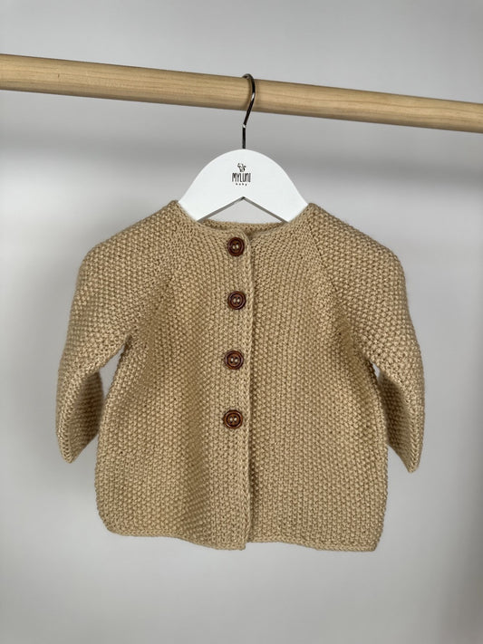 Bej Handmade Önden Düğmeli Bebek Ceketi