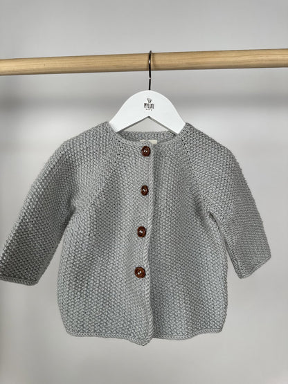 Gri Handmade Önden Düğmeli Bebek Ceketi
