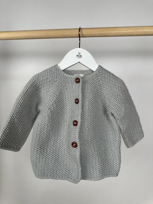 Gri Handmade Önden Düğmeli Bebek Ceketi