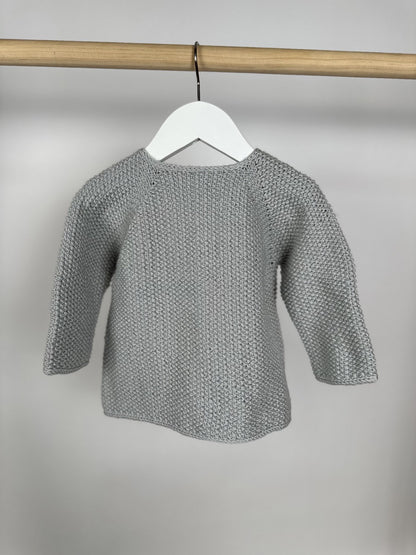 Gri Handmade Önden Düğmeli Bebek Ceketi