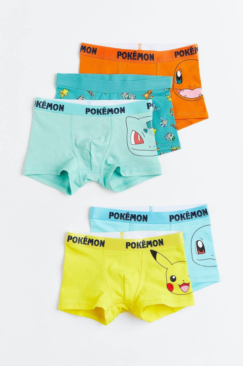 5'li Pokemon Baskılı Erkek Çocuk Boxer Şort